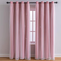 FANLI 2 Panels Star Blackout Curtains for Kid Girls Bedroom Living Room Darking Stripe Double Layer Star Cut Out Wall Home Decor Gradient Grommet Window Curtains (Pink 95L)