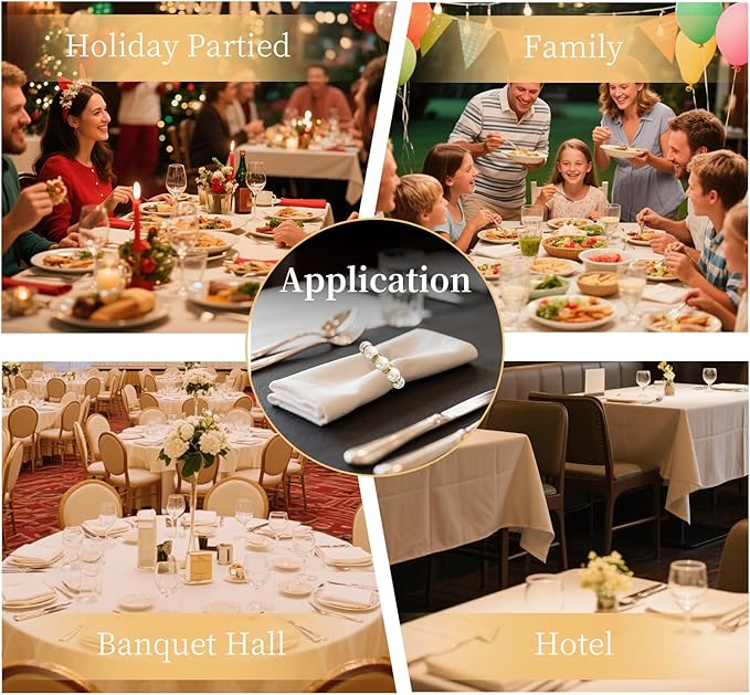 100 Pcs Gold Disposable Napkin Rings, Delicate Pearl Napkin Ring Holder, White & Golden Beaded Serviette Buckles for Formal Wedding Dinner Home Decor Party Supplies