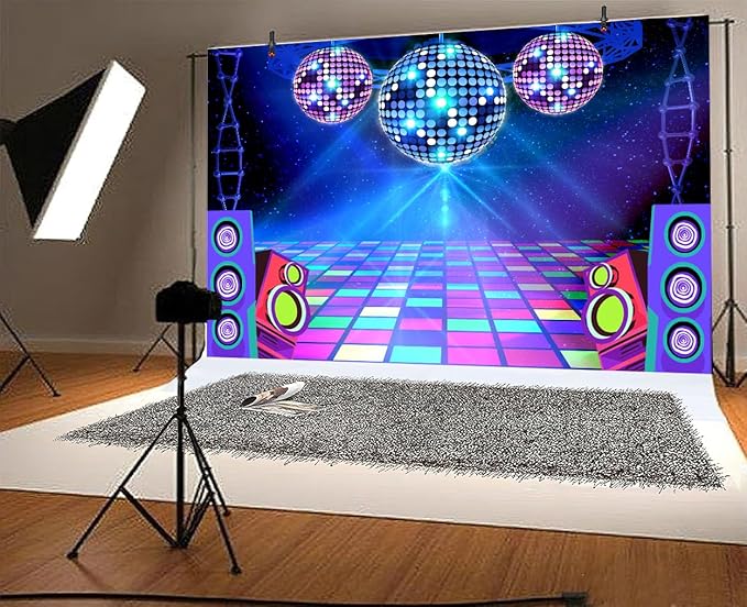 Disco Backdrop 7 x 5 ft Retro Glow Party 70s 80s 90s Theme Stage Dance Background Disco Party Decoration Disco Ball Banner Dance Backdrop for Birthday Party Prom Portrait Photo Props Polyester, Red