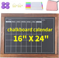 Magnetic Chalkboard Calendar for Wall Monthly Planner Board Wite Wood Frame Reusable Planning Blackboard for Record Daily Tasks List 16" x 24"