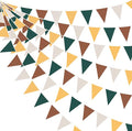 32Ft Green Brown Woodland Party Decorations Fabric Triangle Banner Flag Pennant Bunting Garland for Jungle Safari Animal Zoo Themed Wild Forest Baby Shower Camper Fall Wedding Birthday Decor Supplies