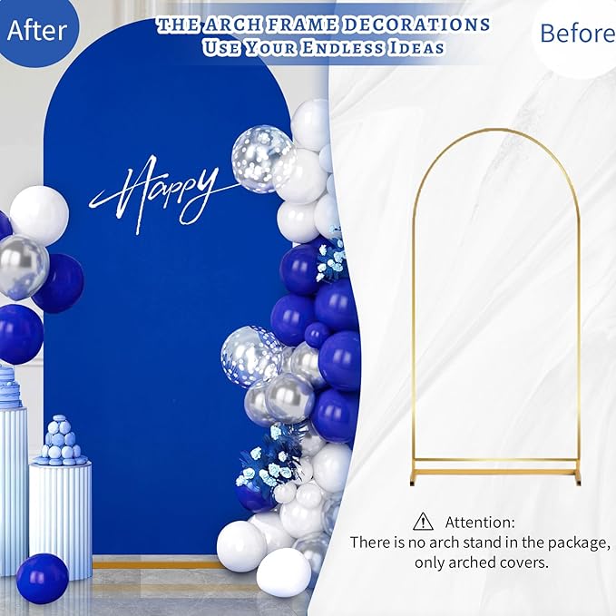 SoarDream 7.2FT Wedding Arch Cover Navy Blue Spandex Fitted Wedding Arch Stand Covers Fitted for Round Top Chiara Arch Cover Stretchy Backdrop for Birthday Birthday Party Balloon Decor