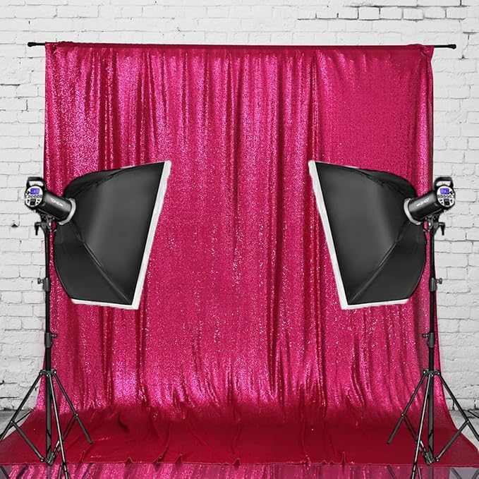 Eternal Beauty Hot Pink Sequin Backdrop, 5x7 Ft Glitter Background Curtains for Shimmer Photography Party Wedding Birthday Back Drop Decor