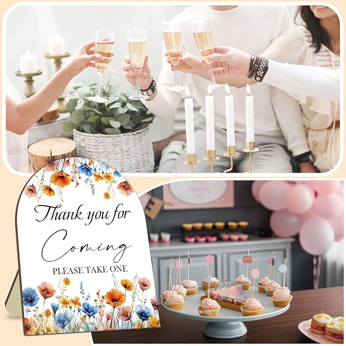 Thank You for Coming Please Take One Sign, Floral Decor Wedding Shower Favors, Bridal Shower Gifts, Modern Wooden Sign, 9x11 inches