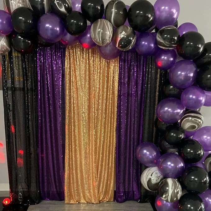 Purple Sequin Backdrop Curtains, 2 Panels Purple Sequin Backdrop, 2FTx8FT Sequin Curtains for Party Wedding Sequence Backdrop