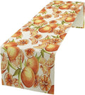 Spring Summer Orange Citrus Table Runner Sweet Fruit Botanical Print Little Cutie Dinner Runner for Farmhouse Baby Shower Party Holiday Home Kitchen Dining Table Decor 13x70