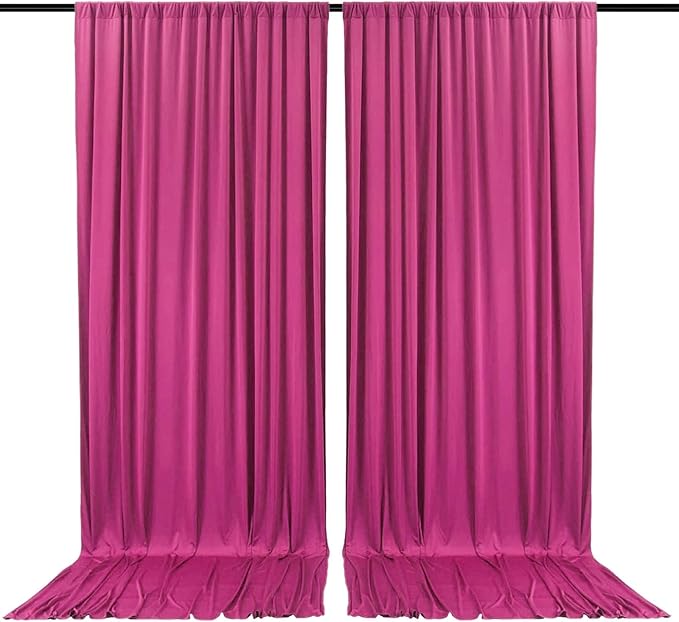 2 Panels Fuchsia Backdrop Curtain, 10 x 7 Feet Background Curtains for Parties, Weddings, Baby Showers, Bachelorette Halloween, Christmas Birthday Party Photoshoot Backdrop Curtains Decorations