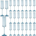 24 Pieces Blue Champagne Flutes 6 OZ Straight Sided Wine Glasses Champagne Long Stem Drinking Colored Glasses,Set of 24 Hand Blown Champagne Flutes Goblets for Wedding Cocktail Cups,Cava, Prosecco