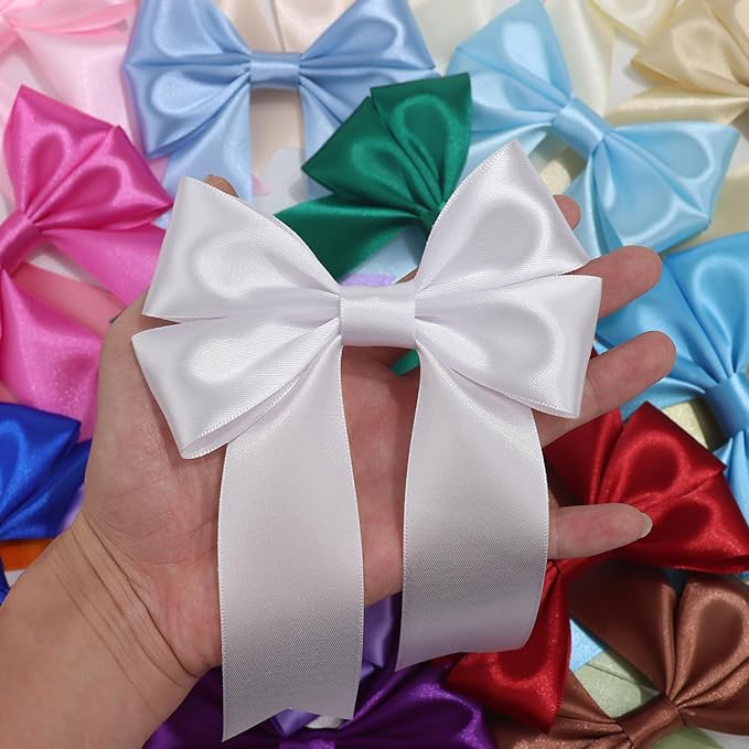 White Solid Satin Ribbon 1-1/2 Inch 25 Yards Solid Polyester Fabric Ribbon for Gift Wrapping Wedding Christmas Baby Shower Birthday Party Decoration Handmade Immortal Flower Craft
