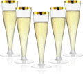 200 Pack Champagne Flutes Plastic Wine Glasses Disposable, 4.5 Oz Gold Rim Mimosa Glasses for 2025 Engagement Wedding Birthday New Years Eve Xmas Party Supplies, Bulk Toasting Cocktail Cups
