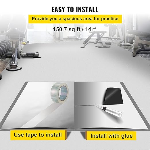 VEVOR Dance Floor, 6.6x23ft Dance Floor Roll, 0.06in Thick PVC Vinyl Dance Floor, Black/White Reversible Portable Dance Floor, Non-Slip Dance Flooring, Ballet Dance Floor for Jazz, Pop, Lyrical Style