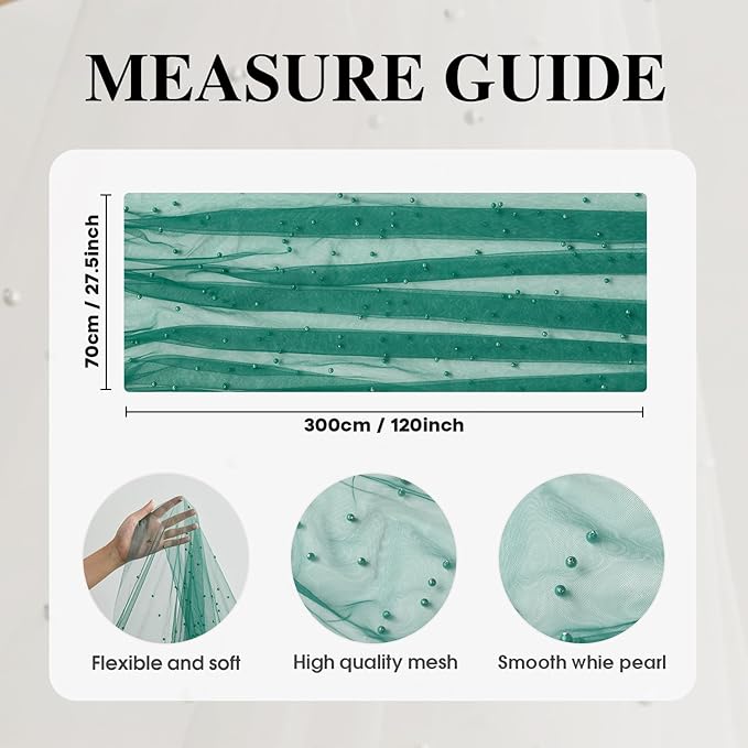 Artoid Mode Pearl Dark Green Gauze Table Runner 120 Inch 10FT, Seasonal Sheer Dining Holiday Wedding Birthday Baby Shower Table Decor for Home Party