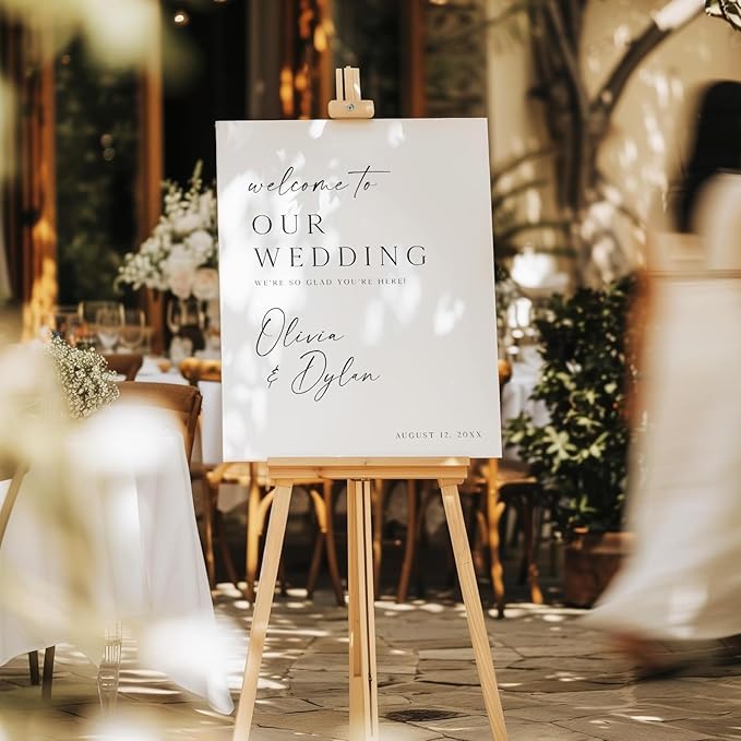 Welcome Wedding Sign Personalized, Modern Elegant Wedding Sign Decorations Signage 12" X 18" (Small), 27" (Medium), 36" (Large), Plastic, Modern, Pole Mount, Weather