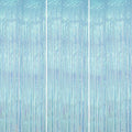 3 Pack Foil Fringe Backdrop - Transparent Blue Shiny Tinsel Curtains for Party Decoration/Photo Booth Props - 3.3x8.2FT Metallic Foil Backdrop for Birthday, Wedding, Graduation, Christmas