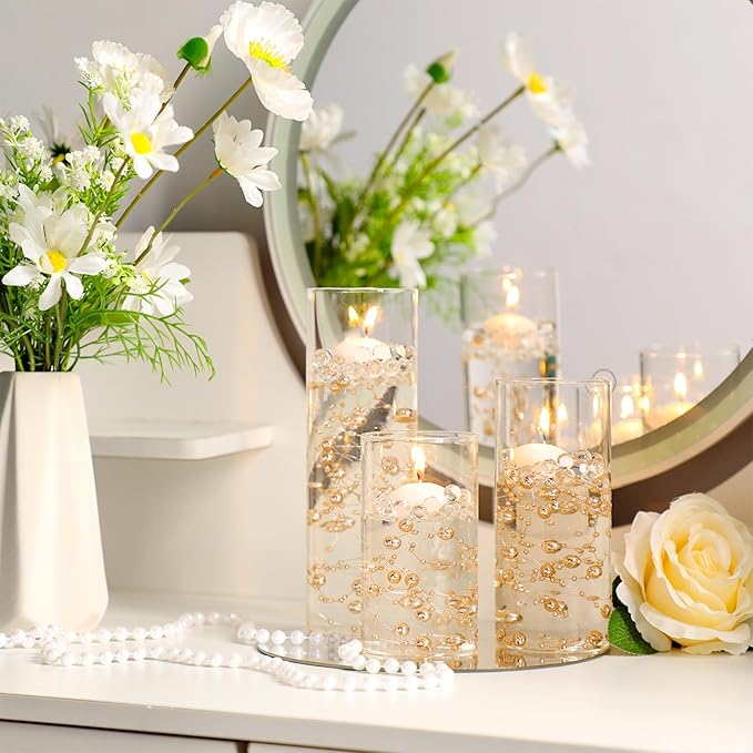 Sawysine 18 Pcs Glass Cylinder Vases 2.5''/2.95''/3.9'' Diameter Clear Flowers Vase Hurricane Floating Candles Holders for Table Centerpieces (2.5 x 5 in,2.5 x 6 in,2.5 x 8 in)