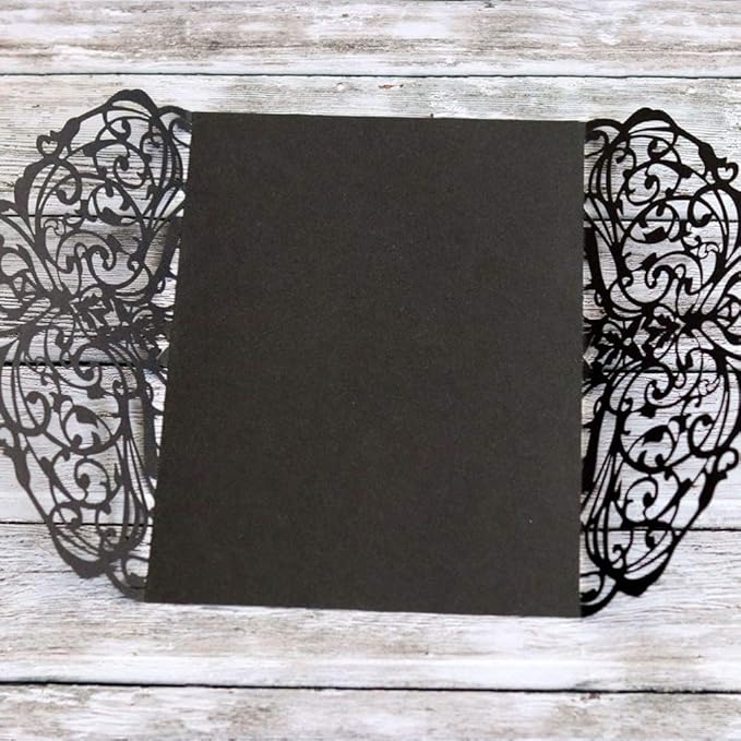STOBOK Halloween Party Invitations - 10pcs Laser Cut Invitation Cards with Envelopes and Bowknots - Black Hollow Card Kits for Horror Party Supplies Weddings Baby Showers Event Celebrations 7.1x4.9in