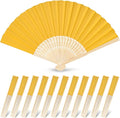 JOHOUSE 12 Pcs Foldable Hand Fan, 8.3 Inch Yellow Paper Fans for Lemon Party Decorations, Wedding, Baby Shower DIY Crafts Photography Props