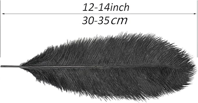 YAKRUNA 30 Pieces 12-14 Inches Black Ostrich Feathers Bulk for Centerpieces, Large Natural Plumes for Vase Home Decorations & Birthday Wedding Great Gatsby Party (30-35cm, Black)