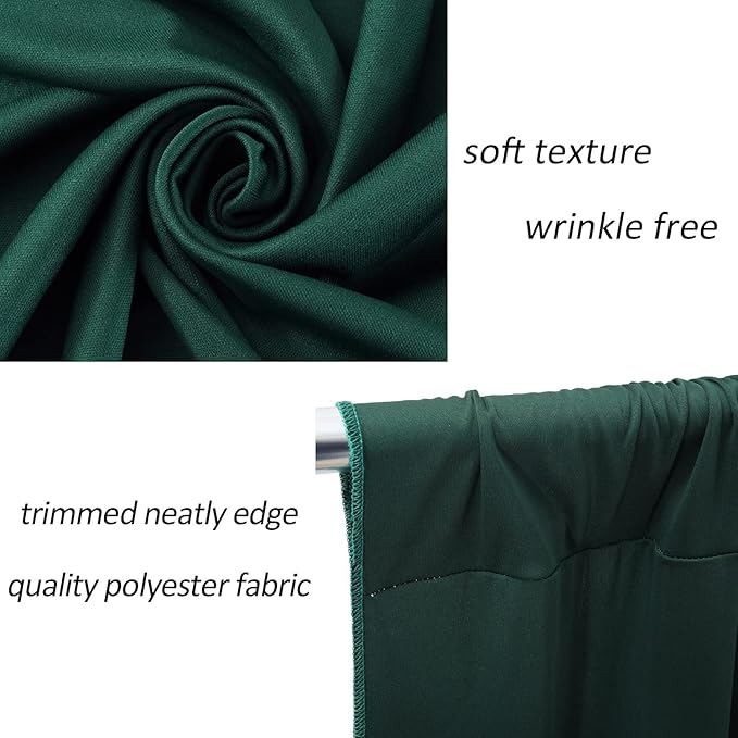 AK TRADING CO. 10 feet x 10 feet Black Polyester Backdrop Drapes Curtains Panels with Rod Pockets - Wedding Ceremony Party Home Window Decorations Hunter Green