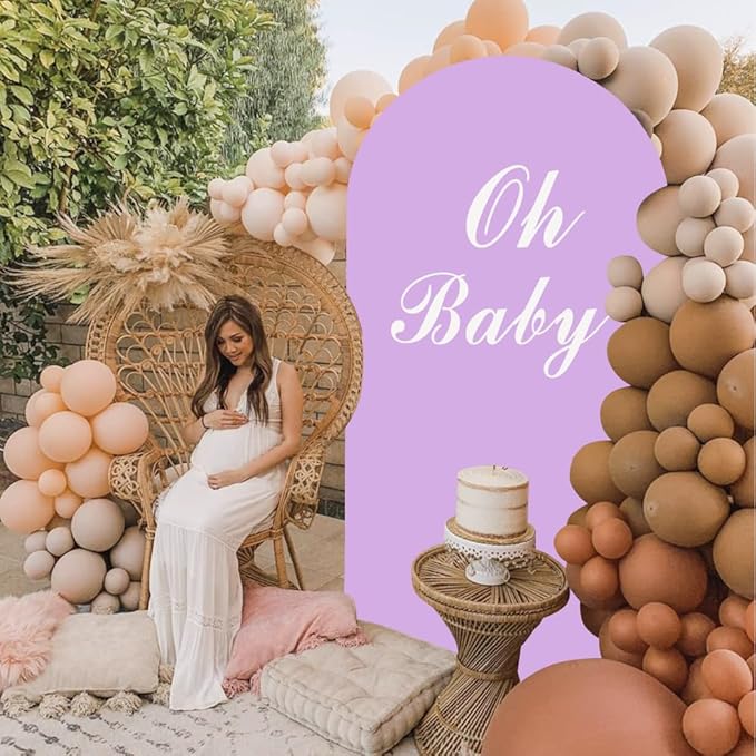 Lavender Arch Cover 7.2ft Purple Arch Backdrop Covers Halloween Chiara Arch Frame Back Drop Cover Spandex Fitted Arch Panels Backdrop Stand Cover for Baby Shower Happy Birthday Prom Decoration