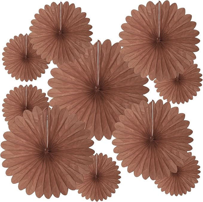20 Pcs Deep Brown Hanging Paper Fan, Round Paper Fans Decorations Set for Weddings, Birthdays, Engagement, Bridal Shower, Baby Shower Event, Graduation, Party Supplies Decor