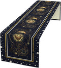 Sun Moon Table Runner, Seasonal Golden Sun Moon Holiday Kitchen Dining Table Runner for Kitchen Living Room Home Party Decor 13x60 Inch