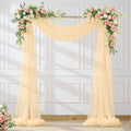 Wedding Arch Draping Fabric Backdrop 2 Panel 60" x 26Ft Champagne Drapes Curtains for Wedding Reception Sheer Tulle Backdrop Curtain for Ceremony Birthday Party Baby Shower Arbor Ceiling Decorations