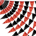 130FT Red Black Triangle Pennant Banner Flag Metallic Fabric Bunting Garland for Christmas Graduation Bachelorette Anniversary Birthday Engagement Wedding Anniversary Casino Party Decorations Supplies