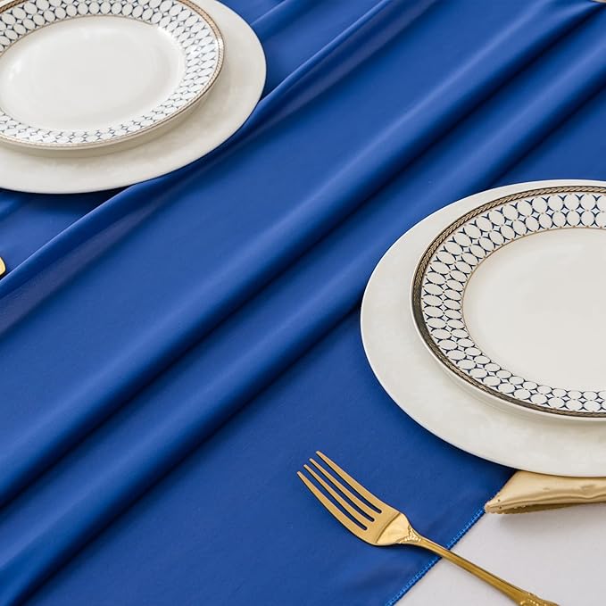 6Pack 9ft Chiffon Table Runner 14x108 Inch Sheer Romantic Table Runner for Wedding Birthday Party Bridal Shower Outdoor Decoration-Royal Blue