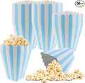 50 Pcs Popcorn Boxes Mini Paper Popcorn Box Cardboard Popcorn Container for Party Disposable Snack Candy Popcorn Bags Popcorn Holder for Movie Nights Birthday Wedding (Light blue,White)