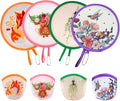 4 Styles Animal Flowers Round Foldable Hand Fan Japanese Foldable Fan Handheld Foldable Compact Cooling Fans,Round Folding Fan for Outdoor Games,Xmas Decoration,Festival,Party Favors,Travel,Events