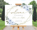 Greenery Wedding Welcome Sign, Dusty Blue Roses To The Wedding Of Signs