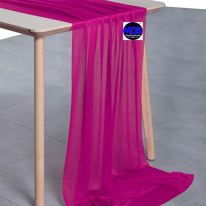 MDS Halloween Chiffon Table Runner - 20 Pack, 29 x 170 Inches, 14ft Each - Sheer Spooky Table Runners for Haunted House Parties, Trick-or-Treat Tables, Witchy Décor, Wedding & Events - Magenta