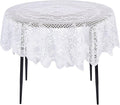Juvale Round Lace Tablecloth - 59-Inch White Polyester - Scalloped Edge Circle Tablecloth with Floral Overlay & Vintage Decor for Wedding Receptions & Home