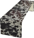Cow Print Table Runner, Country Farm Animal Fur Skin Pattern Western Style Black Brown Cowhide Print Dinner Runner for Home Kitchen Dining Home Setting, 13x90 Inch