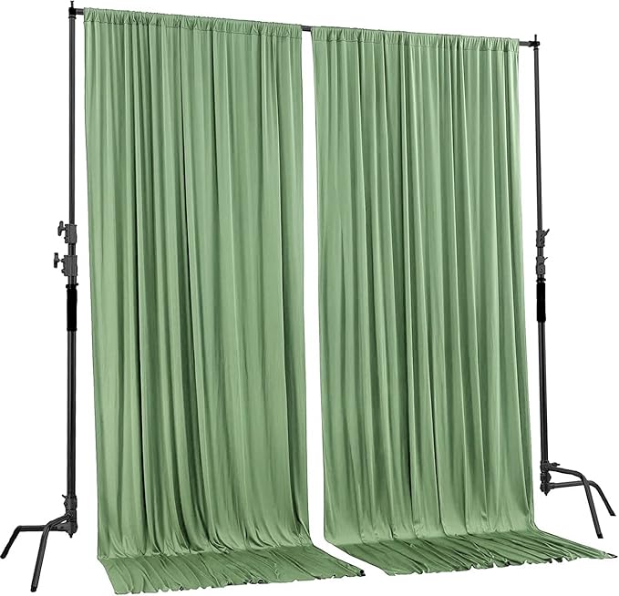 AK TRADING CO. 10 feet Wide x 12 feet Long IFR Polyester Backdrop Drapes Curtains Panels with Rod Pockets - Wedding Ceremony Party Home Window Decorations - SAGE Green