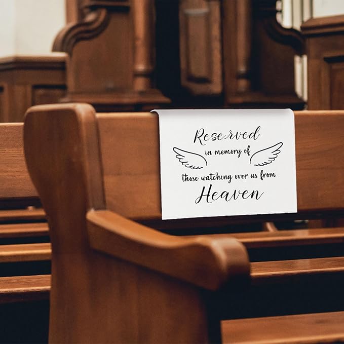 Reserved Seating Chair Signs, In Loving Memory Memorial Wedding Sign Pew Cloths Seating Placeholder for Church Pews, Wedding Decorations for Reception Celebrations Event (Heaven, 1 PC)