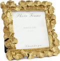 Cuspin Vintage Gold 5x5 Picture Frame, Gold Ornate Leaf Textured Hand-Crafted Resin with Glass Front, Antique Square Photo Frame for Tabletop Display, Retro Design Home Decor