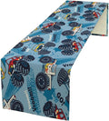 Monster Truck Table Runner,for Kids Boys Cool Colorful Cartoon Blue Cars Pattern Print Tablecloth Burlap for Hotel Indoors Outdoor Dining Room Kitchen Home Decor,W13X L36 in