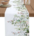 Botanical Eucalyptus Cotton Linen Table Runner for Dining Kitchen, Wedding Outdoor Party Tablerunners Decoration, Sage Green Leaves Elegant Floral Dresser Scarf Coffee Tablecloth Runners 13x36 Inches