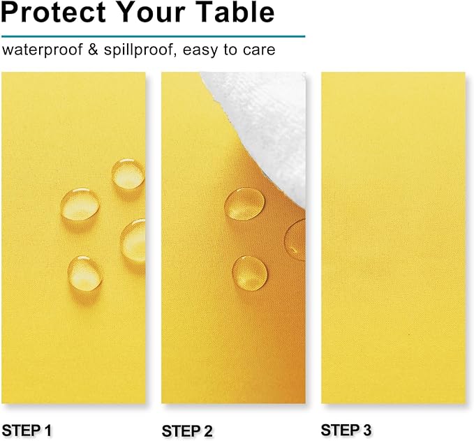 Hiasan Yellow Tablecloth for Rectangle Tables - Waterproof and Spillproof Washable Fabric Table Cloth for Dining Room Kitchen Party, 52 x 70 Inch