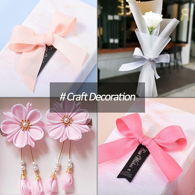 1" X 100 Yards Black Grosgrain Ribbon, Premium Grosgrain Ribbon for Sewing, Gift Wrapping, Bow Making, Wedding Decor, Wrapping and More (Black)