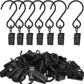 Stainless Steel S Hooks Curtain Clips, 50 Pack Hanging Party Lights Clips, Hangers Gutter Photo, Art Craft Display, 3 Inch Long, Black