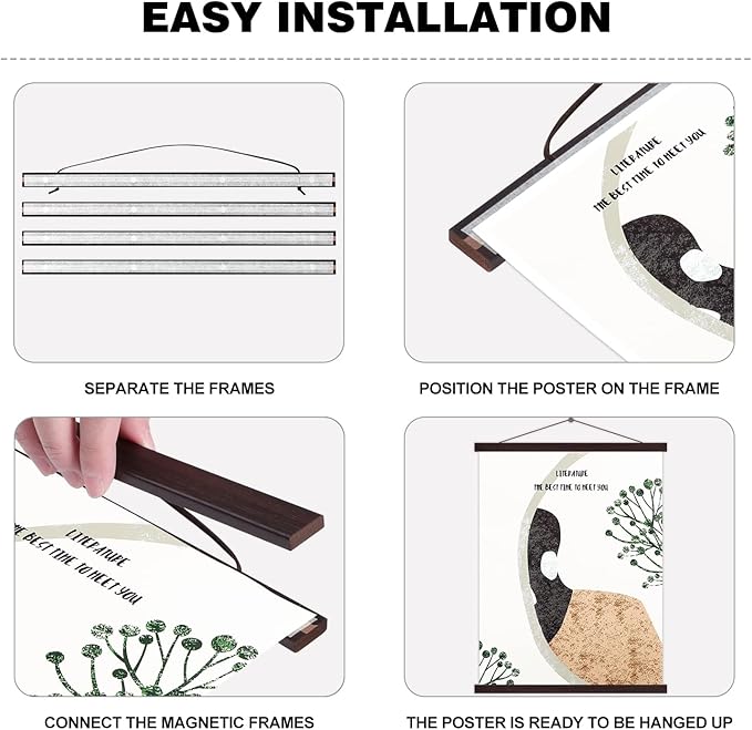13x19 13x18 13x22 Poster Frame, Magnetic Light Wood Wooden Frame Hanger for Photo Picutre Canvas Artwork Art Print Wall Hanging (1 Pack, 13", Walnut)