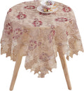 Lace Floral Tablecloth Round Lace Vintage Decorative Exquisite Border Table Cover for Party Wedding Home Decorations, Round-48, Red