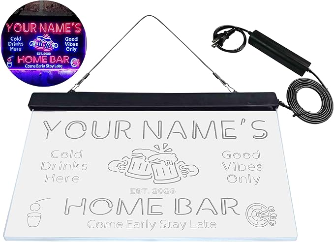 ADVPRO Personalized Your Name Custom Home Bar Beer Established Year Dual Color LED Neon Sign Blue & Red 12 x 8.5 Inches st6s32-p1-tm-br