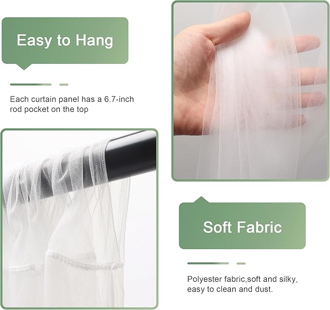Tulle Backdrop Curtain with Lights String 10FT X 10FT Ivory Sheer Tulle Backdrop Curtains for Wedding Birthday Party Reception Photo Booth Background Decorations (2 Panels 5x10FT)