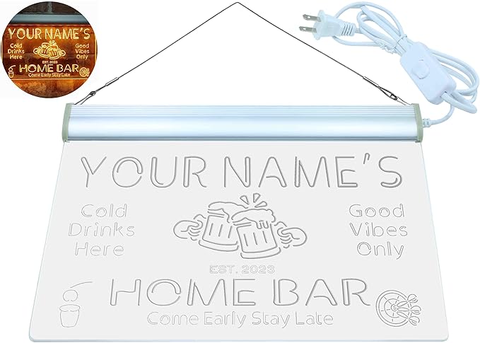 ADVPRO Personalized Your Name Custom Home Bar Beer Established Year Single Color LED Neon Sign 24 x 16 Inches st4s64-p11-tm-y