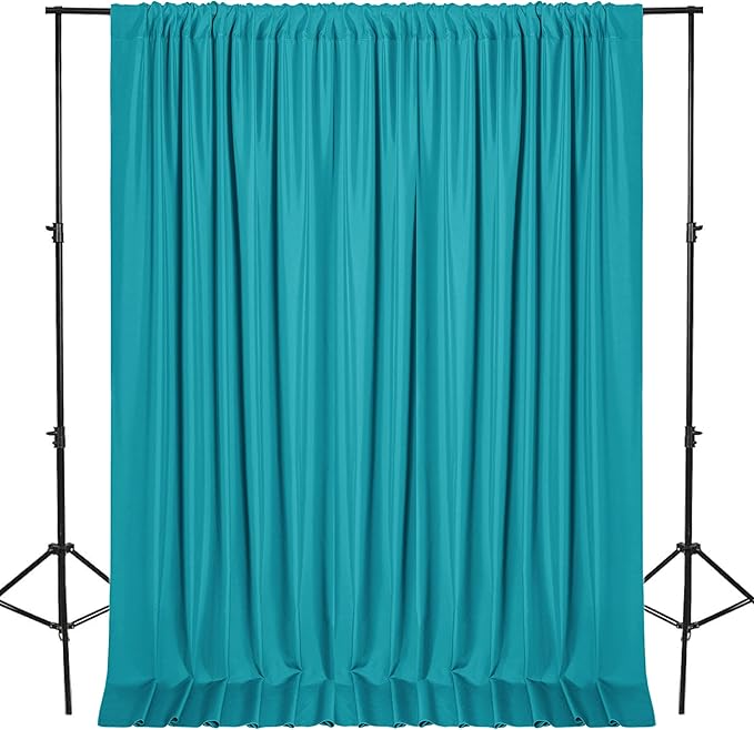 DWCN 10x7 FT Backdrop Curtains for Parties, Photography Backdrop Drapes with Rod Pockets for Wedding Decorations Stage Birthday Family Gatherings, 2 Panels 5ft x 7ft, Turquoise