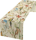 Brown Bird Floral Table Runner Spring Flower Kitchen Table Decoration Suitable for Family Dinner Decoration 13x70 Inch